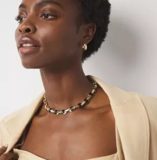 Black Mariner Links & Pavé Necklace