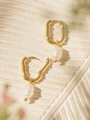 Rectangle Pearl Hoop