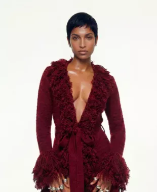 Mila Knit Cardigan Dress in Maroon