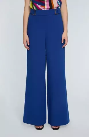 The Inez Buckle Detail Wide Leg Pants