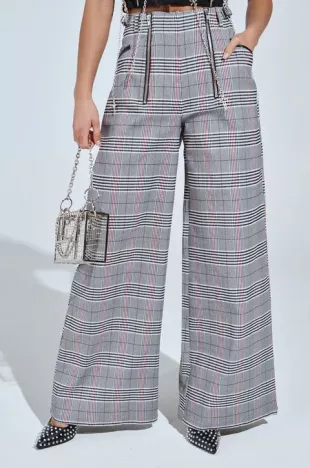 Daria Wide Leg Plaid Pants