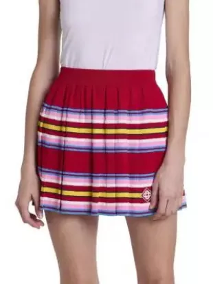 Striped Pleated Miniskirt