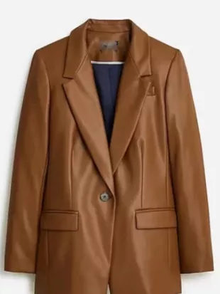 The Today Show 2026 Christine Romans Brown Leather Blazer