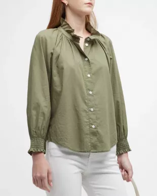 Calisto Ruffle Collar Cotton Button-Up Shirt