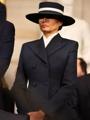 Melania Trump 2026 Black Long Coat
