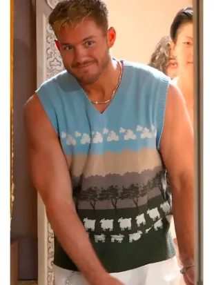 The Traitors S4 Colton Underwood Scenic Sheep Print Sweater Vest