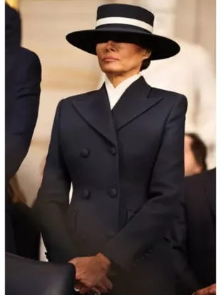 Melania Trump 2026 Black Long Coat