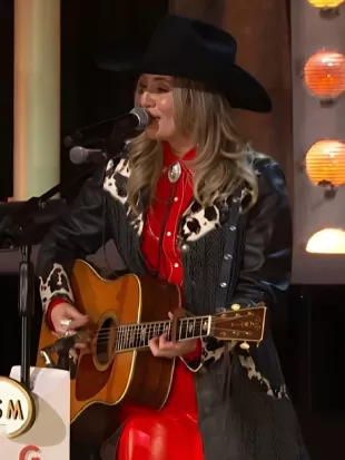 Opry 100 a Live Celebration Lainey Wilson Leather Fringe Coat