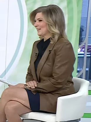 The Today Show 2026 Christine Romans Brown Leather Blazer