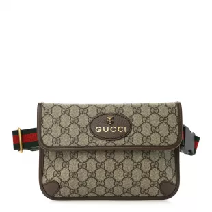 GG Supreme Monogram Neo Vintage Web Belt Bag Brown
