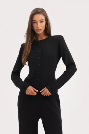 Retreat Ribbed Knit Top Black