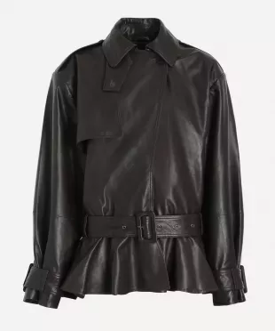 Birger Christensen Brown Leather Biker Jacket
