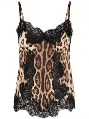 Leopard-print Satin Camisole Top