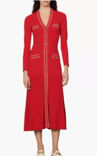 Esmeralda Pickstitch Long Sleeve Knit Shirtdress