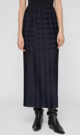 Basketweave Plissé Recycled Satin Skirt