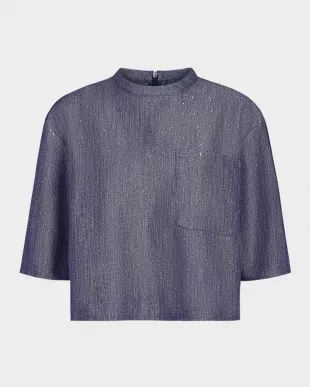 Ex T Sequined Denim Top