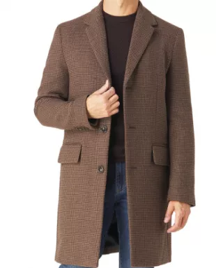 Wool Houndstooth Topcoat