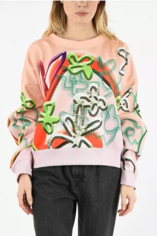 MM1 Allover Print Cropped Sweatshirt