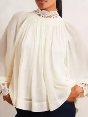 The Young And The Restless 2026 Sharon Newman Lace-Trim Blouse