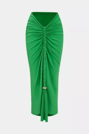 Metallic Decor Braided Ruched Skirt