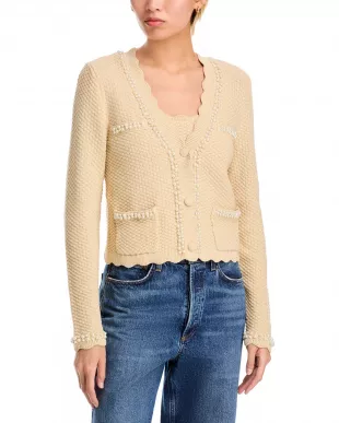 Faux Pearl Embellished Cardigan