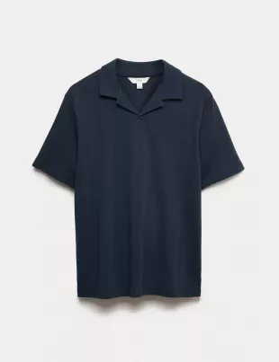 Pure Cotton Chain Print Revere Polo Shirt