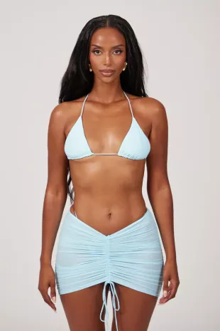 Mesh Ruched Coverup Skirt