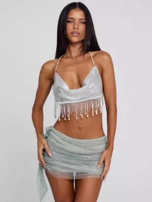 Evane Mini Skirt Silver