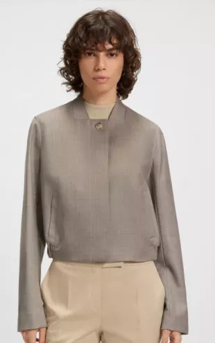 Stretch-Wool Jacket with Sharkskin Weave