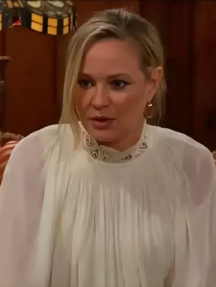 The Young And The Restless 2026 Sharon Newman Lace-Trim Blouse