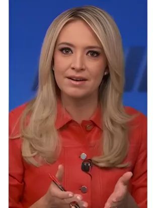 Kayleigh McEnany The Five 2026 Red Leather Jacket