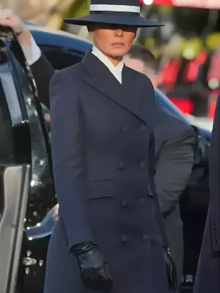 Melania Trump 2026 Black Long Coat
