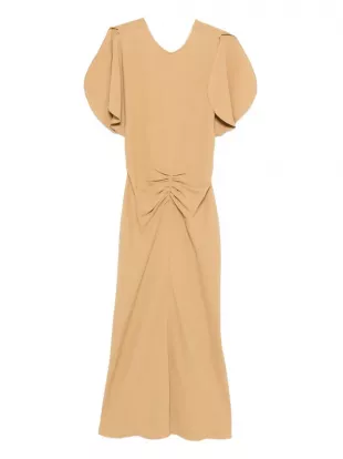 Flutter-sleeve Draped Dress