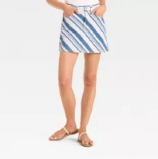 Striped Denim Mini Skirt