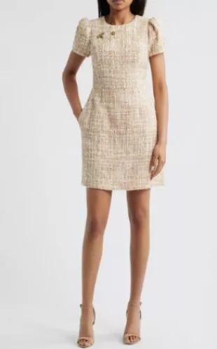 Camuto Pin Detail Bouclé Dress