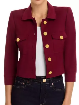 The View Joy Behar Red Gold Button Jacket