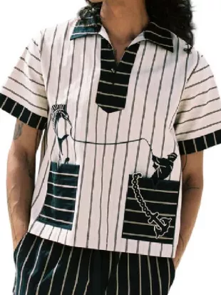 The Upshaws S07 Jermelle Simon White Striped Shirt