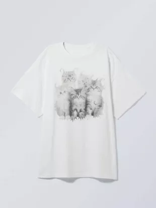 Steal S01 Zara Dunne Cats Printed Tee