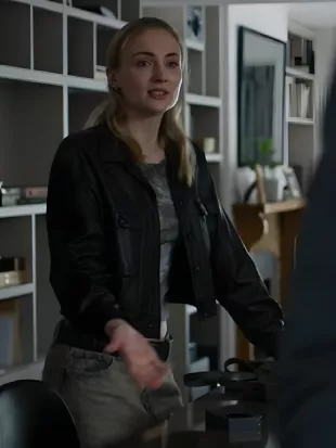 Steal S01 Sophie Turner Black Leather Jacket