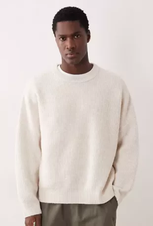 Super Oversized Boxy Fit Knitted Fisherman Rib Jumper