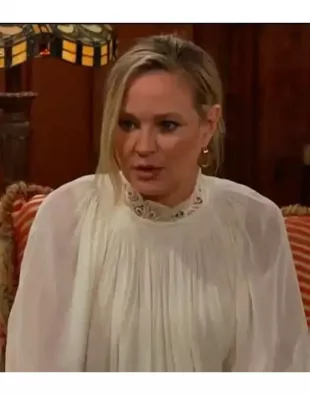 The Young And The Restless 2026 Sharon Newman Lace-Trim Blouse