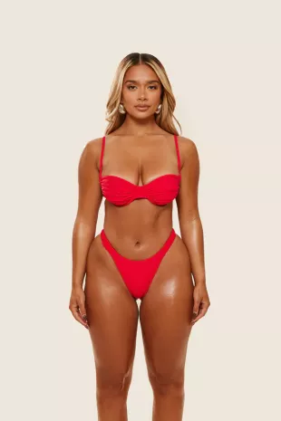 The Ruched Cup Bikini in Red