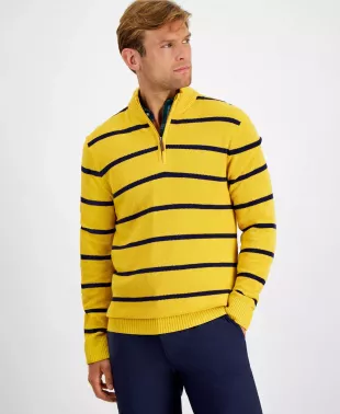 Stripe Quarter-Zip Sweater