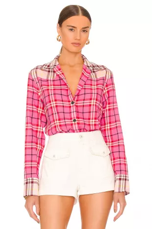 Jillian Plaid Shirt in Fuchsia Multi