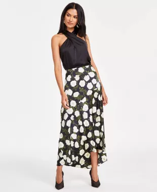 Asymmetric Satin Skirt