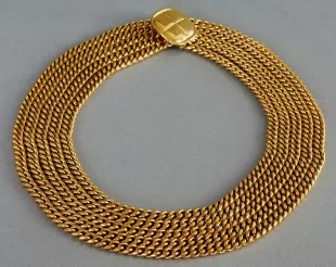 Vintage  Multi Chain Quilted Closure Necklace