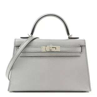 Metallic Chevre Chamkilight Mini Kelly Sellier 20 Argent