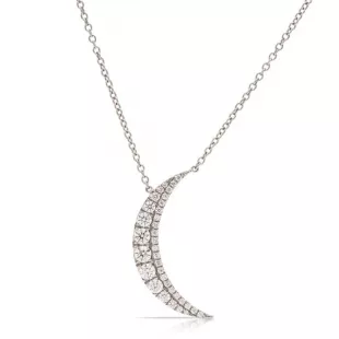 Platinum Diamond Accented Moon Necklace