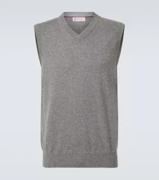Grey Cashmere Cap Sleeve Sweater Vest