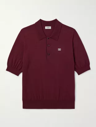 Triomphe Slim Fit Cropped Logo Embroidered Cotton Polo Shirt